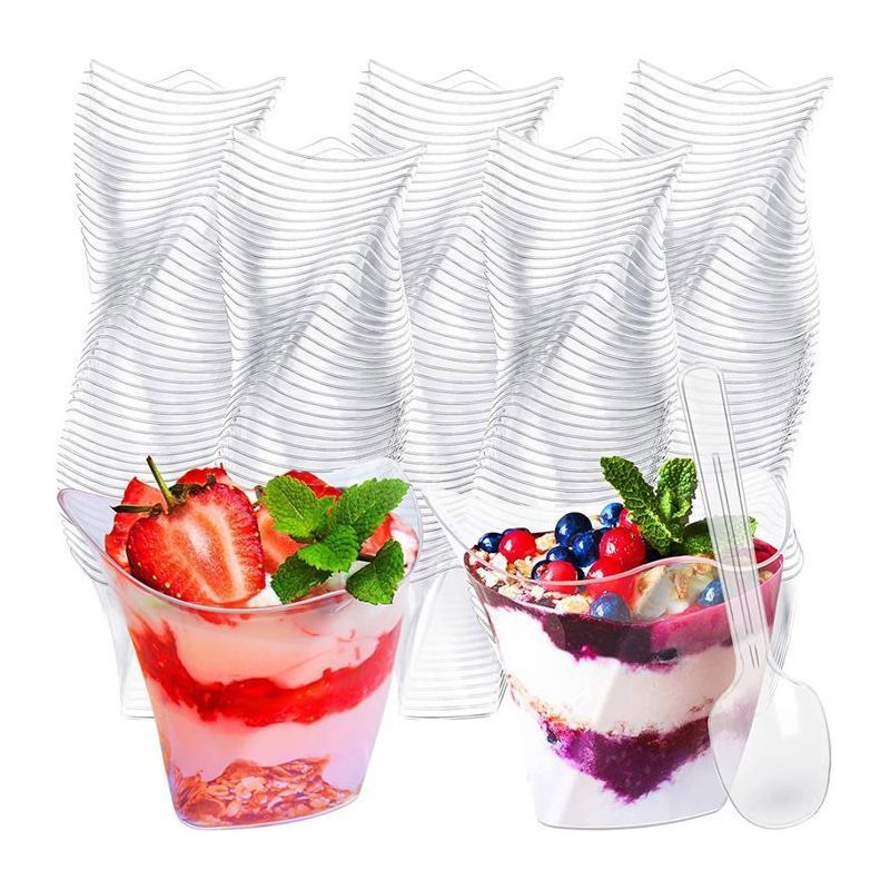 50 Mini-dessert-verrines, Große Spiralförmige Kunststoff-verrines Mit 120 Ml, Wiederverwendbar, Löffel Nicht Enthalten
