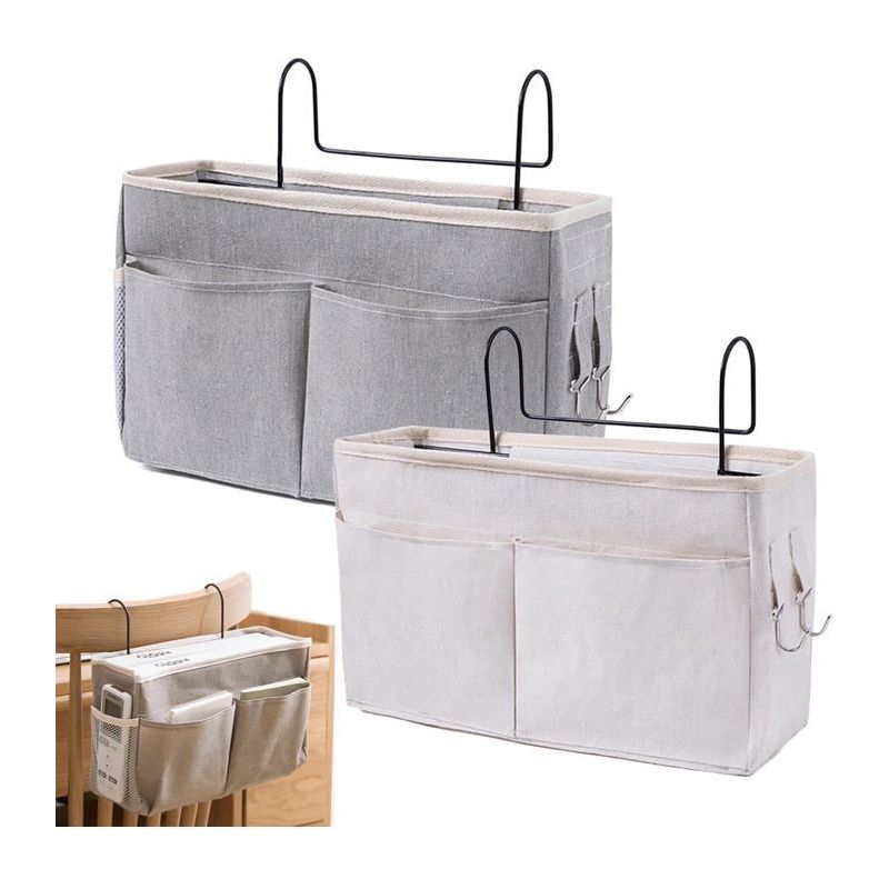 Set Aus 2 Multifunktionalen Bettkörben – Für Schreibtisch, Küche Und Schlafzimmer – Grau Und Beige