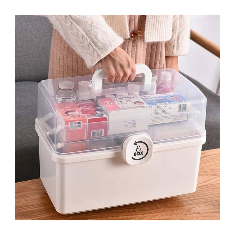 3-stufige Apothekenbox – Erste-hilfe-kasten – Tragbar Und Faltbar – 34 X 19 X 21,5 Cm