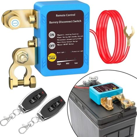 12-v-batterietrennschalter Mit Fernbedienung, 240-a-12-v-batterietrennschalter Mit 2 Fernbedienungen, Diebstahlschutz-killschalter Für Motorrad, Auto, Wohnmobil, Boot, Yacht, Wohnwagen (blau)