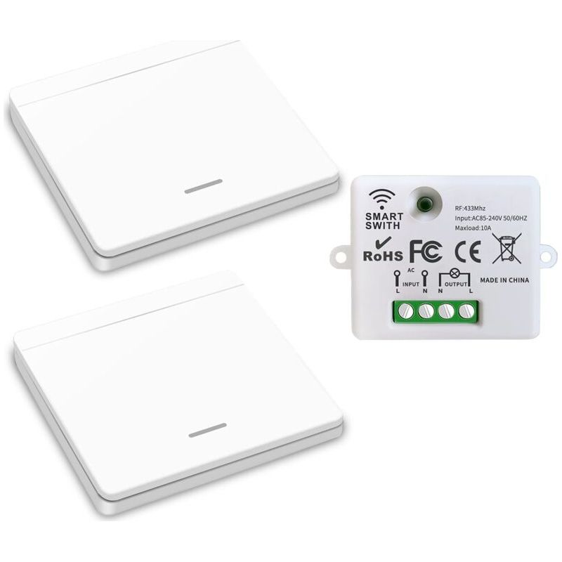 Drahtloser Rf 433mhz Lichtschalter – Reichweite Bis Zu 50 Metern – Einfache Installation Für Lampen Bis 1500w – Schutzart Ip44