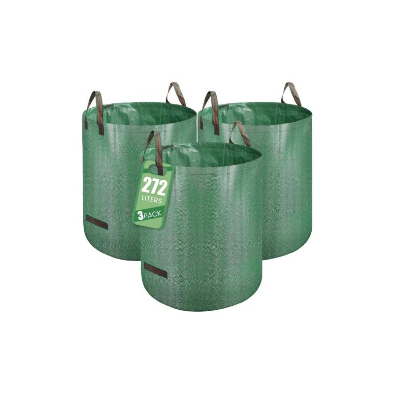 Gartensack Für Abfälle, Grünschnittsack, 3 X 272l Selbststehend, Big Bag Mit Griffen, Wasserdicht, Faltbar Und Wiederverwendbar, Pflanzensack Für Den Garten