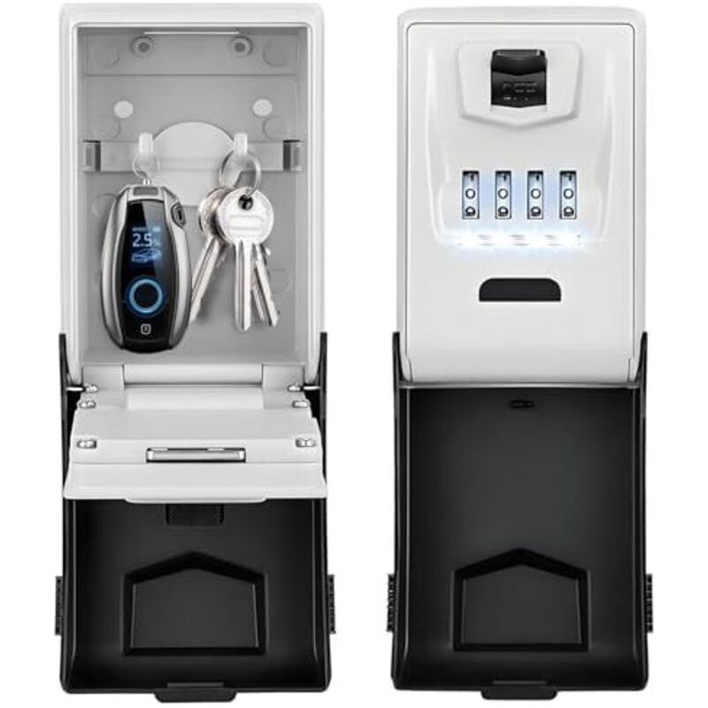 Schlüsselsafe Mit Zahlencode, Großer 4-stelliger Beleuchteter Zahlenschlüssel-safe, Wasserdichter Und Rostfreier Außensafe Für Zuhause Und Büro