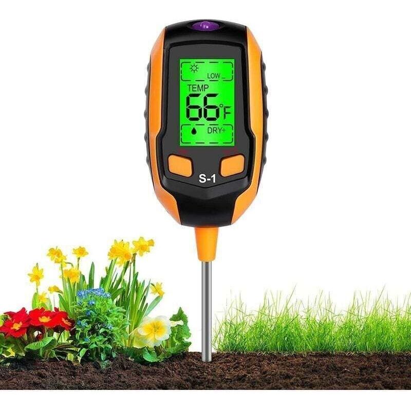 4-in-1-bodenfeuchtigkeitsmesser – Lcd-hintergrundbeleuchtung – Messung Von Ph-wert, Temperatur, Feuchtigkeit Und Lichtintensität – Tester Für Die Landwirtschaft