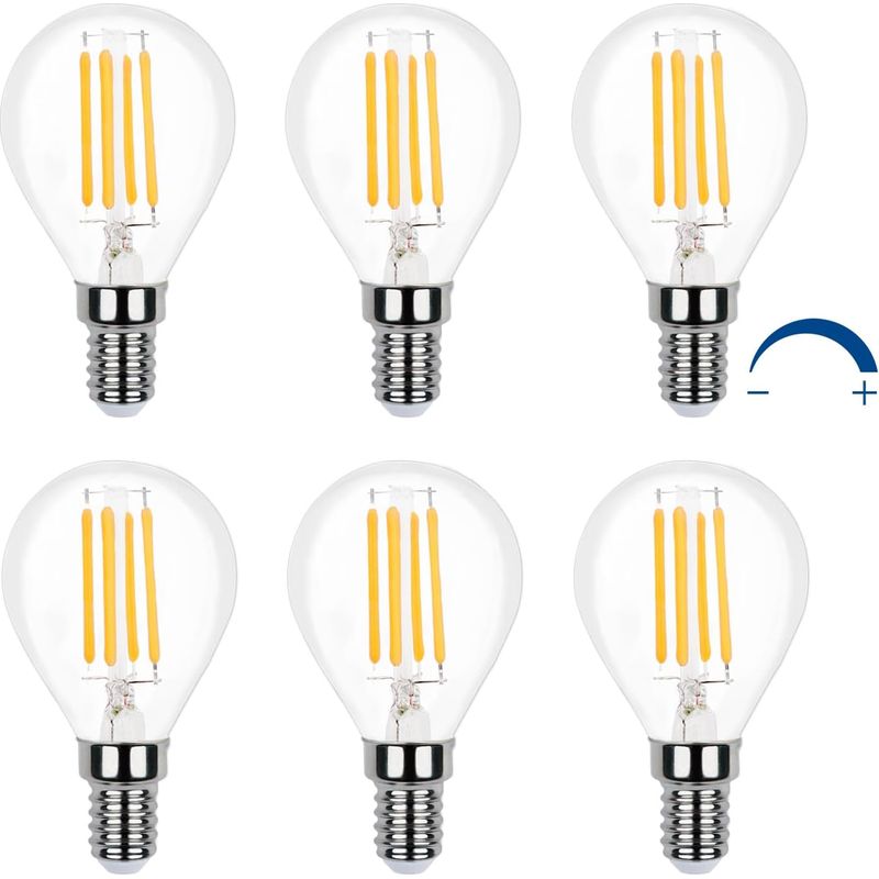 Led-glühlampe, E14 Warmweiß 2700k, Dekorative E14 Globe Led-lampe, G45 E14 Led 4w Entspricht 40w Glühbirne, Klein Für Kronleuchter, 6er-pack