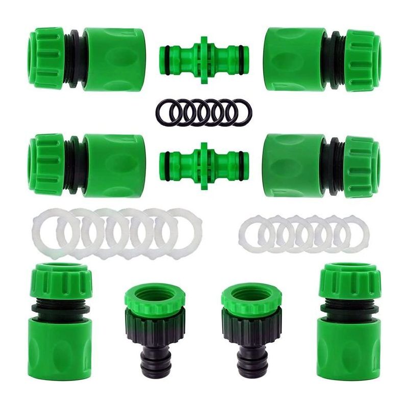 Schnellkupplungs-set Für Gartenschläuche 1/2" – 6 Kupplungen + 2 Doppelverbinder + 2 Wasserhahnanschlüsse