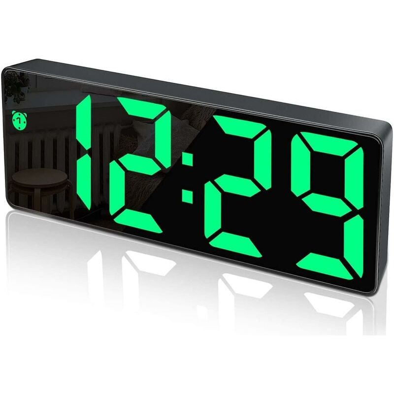 Leuchtender Wecker Mit Großem Led-display – Schlummerfunktion – Einstellbare Helligkeit – Usb-anschluss Zum Laden – Modernes Spiegeldesign