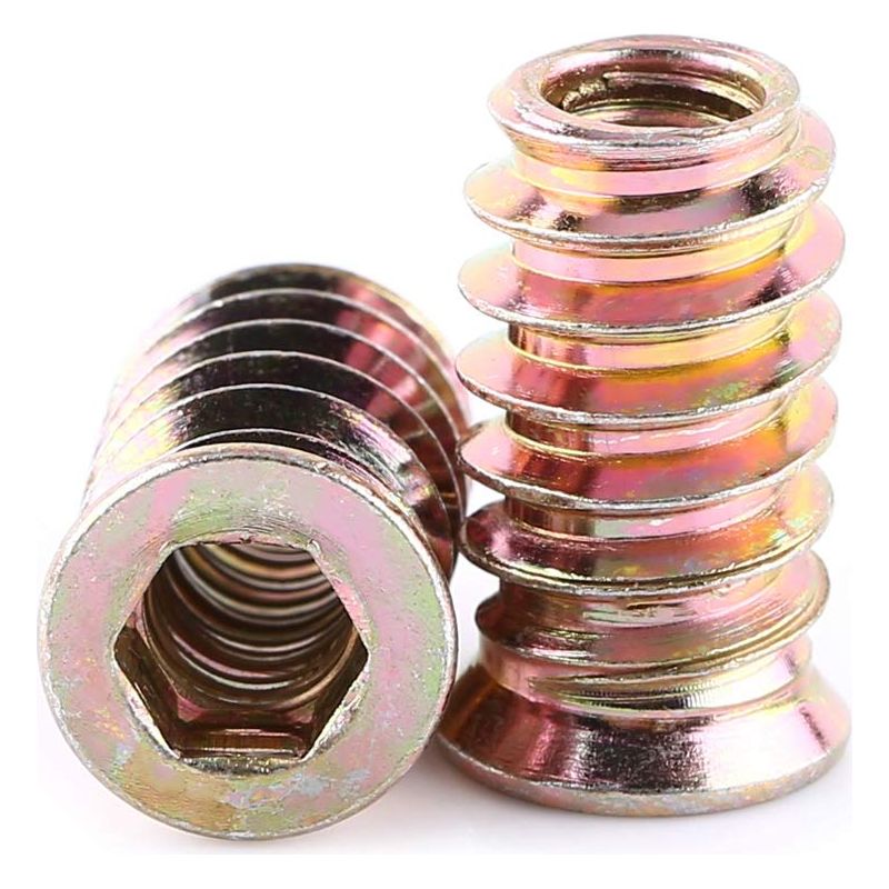 Sechskantmutter M6 X 20mm – 100 Stück – Verzinkte Zinklegierung – Selbstschneidendes Gewinde Für Hartholz – Einfache Installation - 100stk