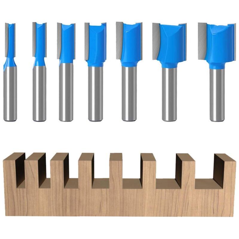 7-teiliges Set Fräser Mit 8 Mm Schaft – Gerade Holzfräser Aus Hochwertigem Hartmetall – Präzises Nuten Und Schneiden Von Massivholz
