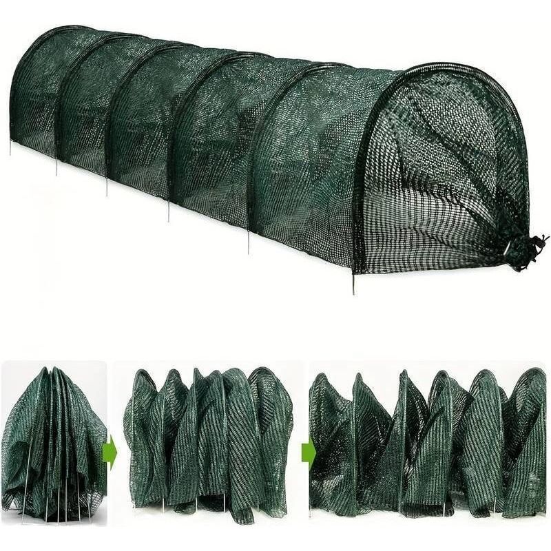 Pflanzentunnel 300 X 45 X 45 Cm Aus Schwarzem Kunststoff Mit Netz, Gartentunnel Aus Schwarzem Maschennetz, Für Gemüsegarten, Frostschutz, Gewächshaus Ohne Gestell, Netz-tunnel