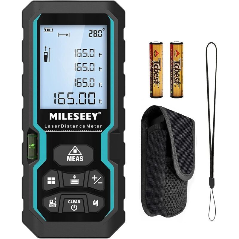 Digitaler Laser-entfernungsmesser 50m – Genauigkeit ± 2mm – Lcd-hintergrundbeleuchtung – Ip54 Wasser- Und Staubdicht – Flächen- Und Volumenmessung - 165ft