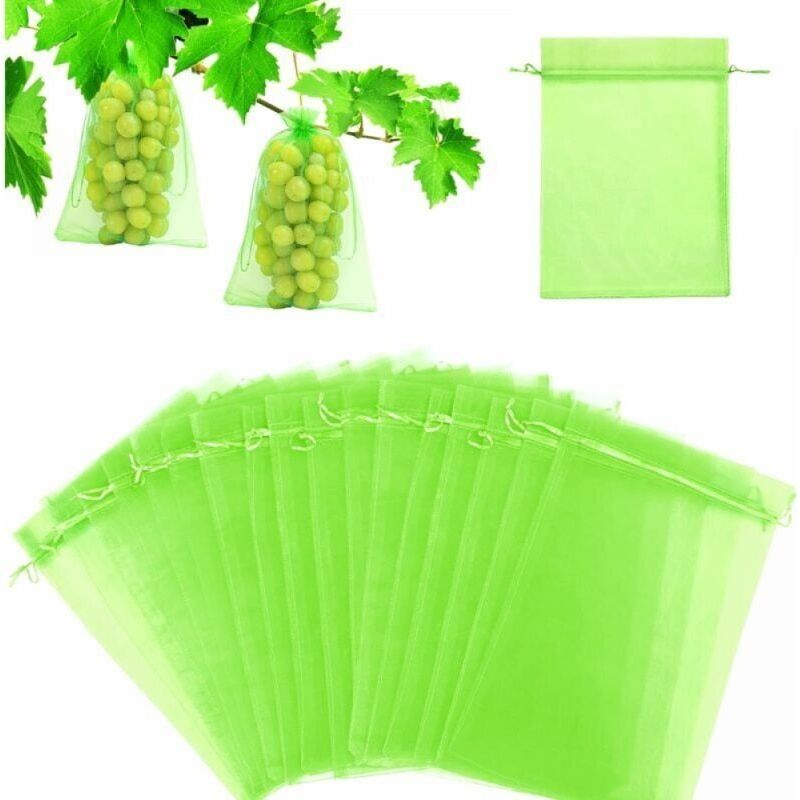 60 Schutzbeutel Für Obst 30x40cm, Traubenschutzbeutel, Organza-beutel Für Den Garten (moosgrün)