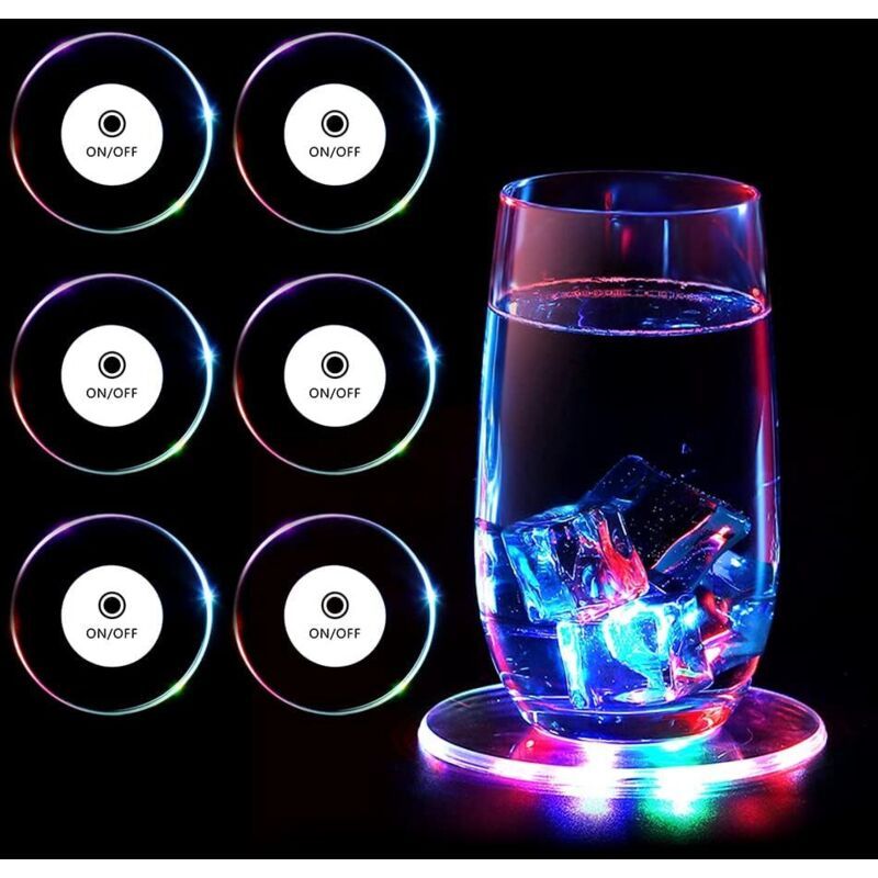 Led-leuchtuntersetzer 10 Cm – 6er-pack Transparente Runde Untersetzer – 3 Farbige Lichtmodi Für Partys Und Bars