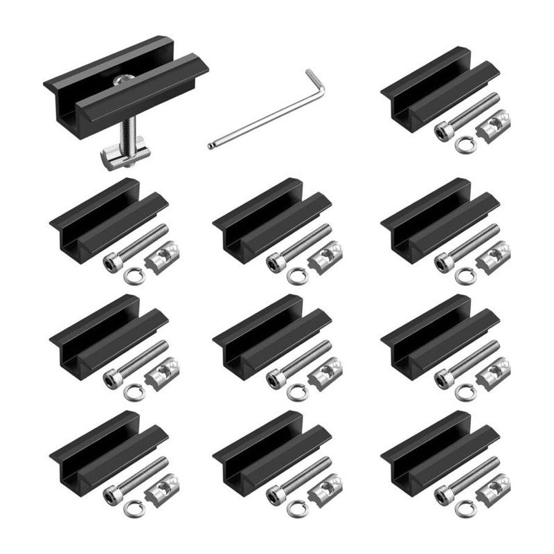 Satz Von 10 Zentralen Solarklemmen, 70 Mm Breit, Aluminium-halterung Zur Befestigung Von Solarmodulen, Für Rahmenhöhen Von 30–42 Mm, Schwarz