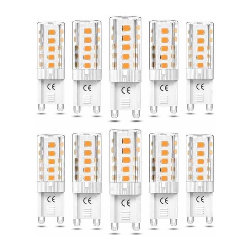 10er Pack Led-g9-glühbirnen, 5w, 3000k Warmweiß, 300 Lm, Entspricht 40-50w, Ac110-220v, G9-sockel