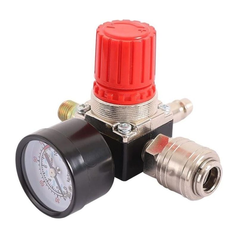 Aimoonsa Druckregler Für Kompressor 1/4" 180 Psi (12 Bar) Mit Manometer Und Ventil