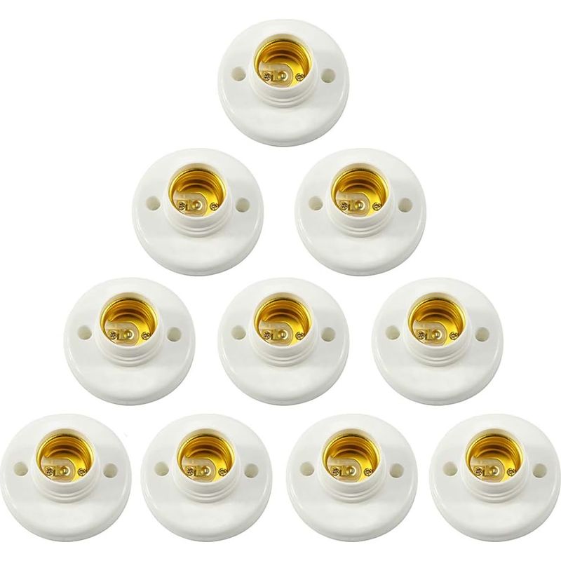 E27 Lampenfassung, Wand-e27-schraubfassung, Led-glühbirnensockel-adapter, Für E27-glühbirnen, Runde Kunststoff-schraubfassung, 10 Stück