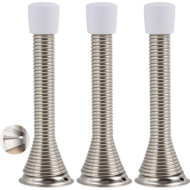 Ein 3er-set Metallener Federtürstopper Für Die Wandmontage, Geeignet Für Fußleisten, Für Zuhause Und Büro.