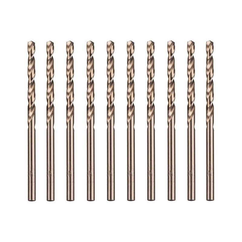 Satz Von 10 Goldenen Spiralbohrern Aus Schnellarbeitendem Stahl M35 Und Kobalt - 3,5 Mm X 70 Mm