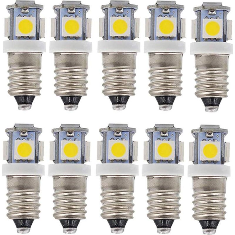 E10 Ac Led-glühbirnen - 10 Stück, 6v, 5 Led-lampen Mit E10-miniatursockel, 50 Lumen (ac 6v)
