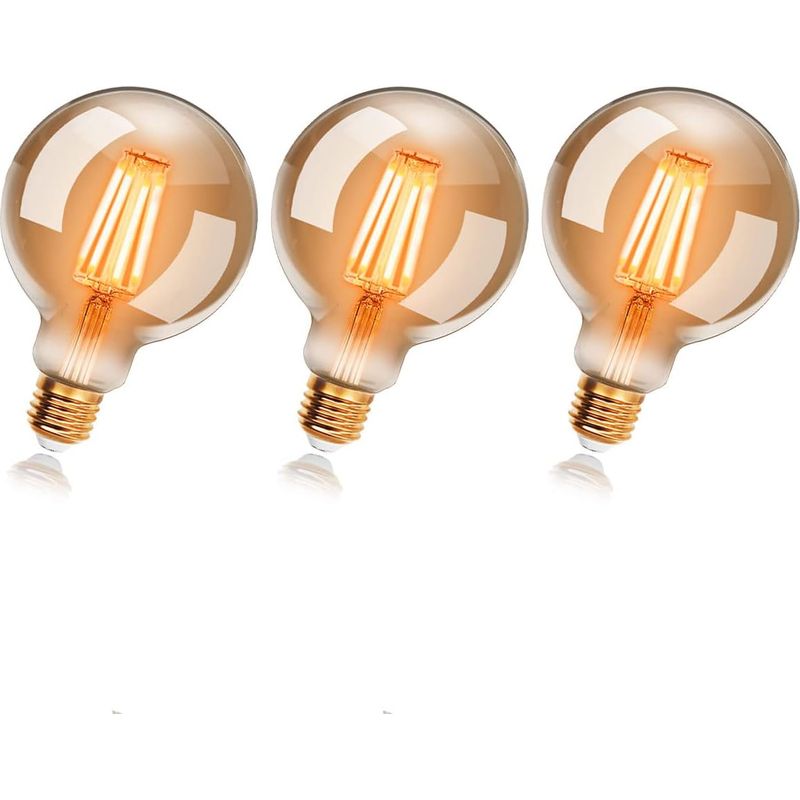 Led-glühbirnen 4w Edison Vintage G80, Warmweiß 2200k E27, Entsprechend 40w Glühlampe, Retro-filamentlampe, Antike Dekorationslampe, Nicht Dimmbar, 3er-pack