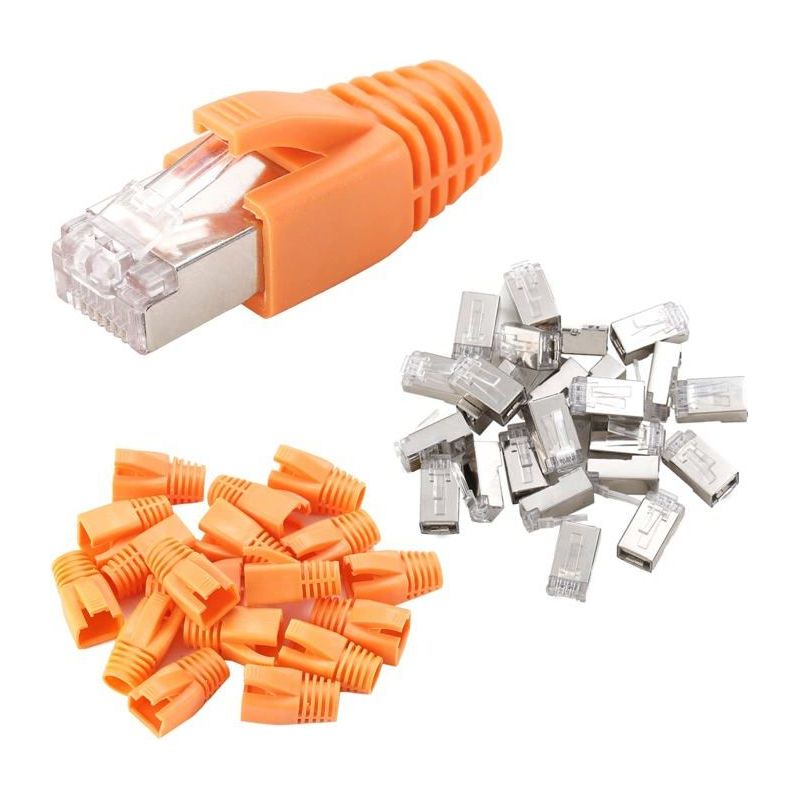 25 Stück Metallische Abgeschirmte Rj45-steckverbinder, Modulare Buchse – Rj45 Ethernet-kabelstecker Zum Crimpen (drahtloch 1,2 Mm/0,047 Zoll)
