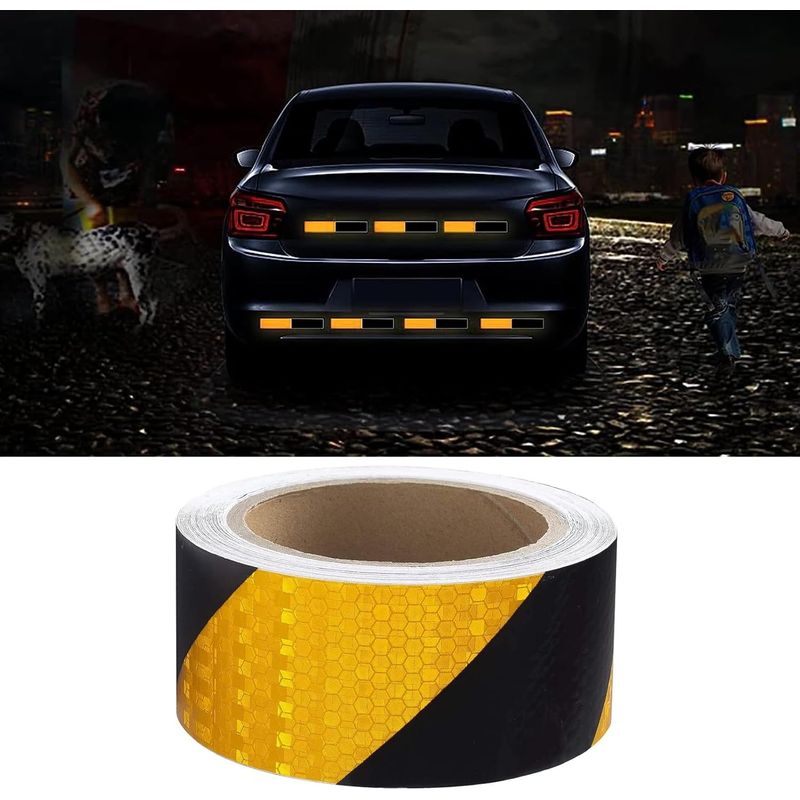 Reflektierendes Band, Reflektierender Sicherheitsaufkleber-film, Fluoreszierendes Sicherheitsband Für Nachtsichtbarkeit 25m X 5cm Band (schwarz-gelb)