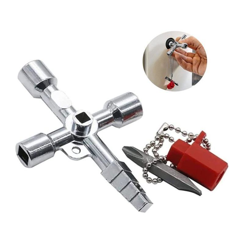 4-in-1 Multifunktionsschlüssel, Universeller Kreuzschlüssel Für Wasser, Strom, Stromzähler, Heizkörper Und Aufzüge
