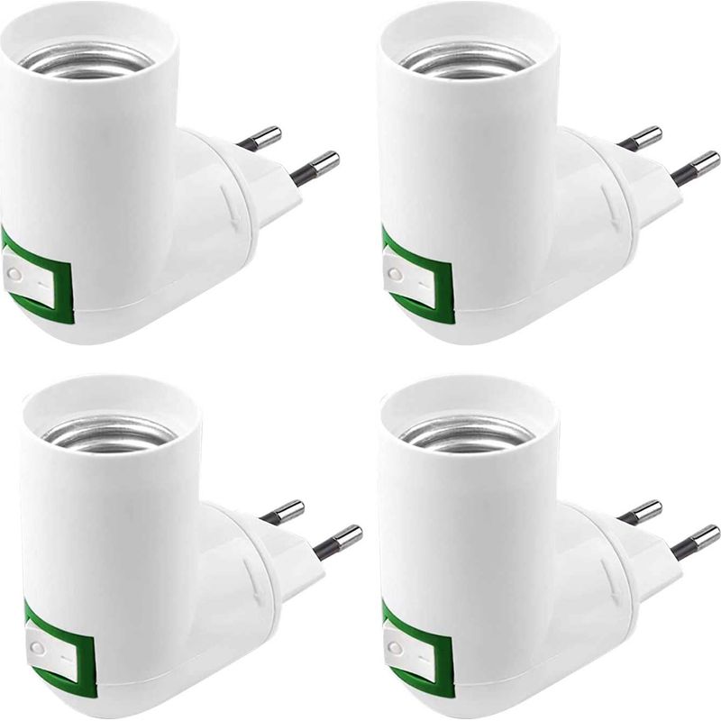 4 Stück E27-fassungen Mit Schalter, Baustellenfassung Ac 220v, Elektrische Fassung Für E27-adapter, Wandlampenfassung Für Küche, Led-glühbirnenhalter (weiß)