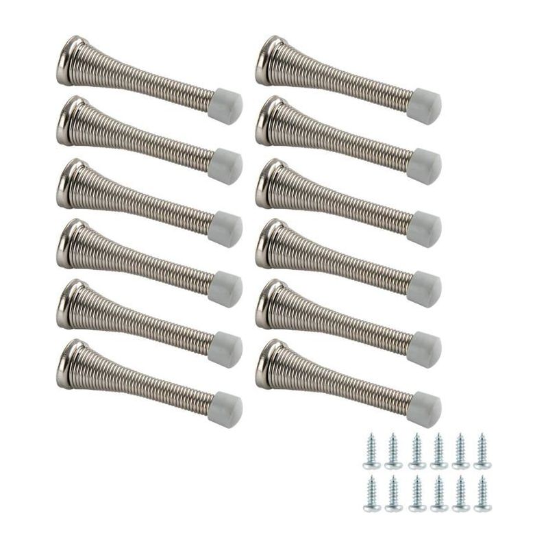 Set Aus 12 Gefederten Türstoppern – Gebürstetes Nickel, Einfache Wandbefestigung, Mehrfach-türen-pack