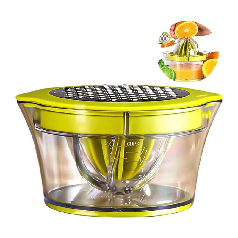 Multifunktionale Manuelle Saftpresse, 4-in-1 Saftpresse Für Orangen, Zitronen Und Zitrusfrüchte, Mit 1 Reamer, Gravierte Messskala 400 Ml