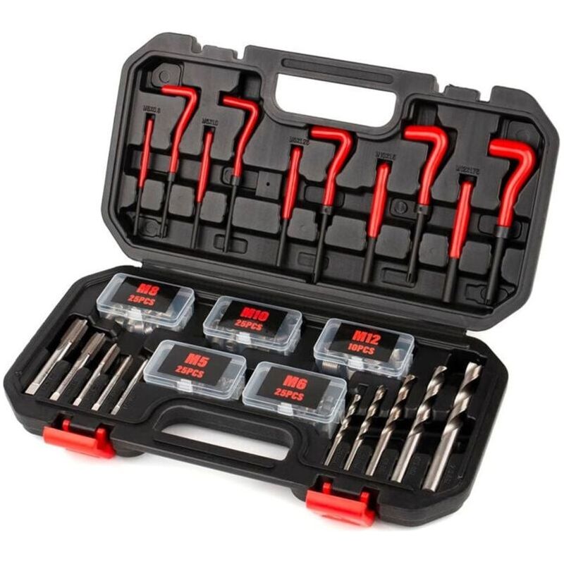 131-teiliges Gewindereparaturset, Gewindeeinsatz-kit Mit Bohrer Und Hüllen, Metrische Helicoil-einsätze M5, M6, M8, M10, M12, Gewindewerkzeuge, Gewindehülse