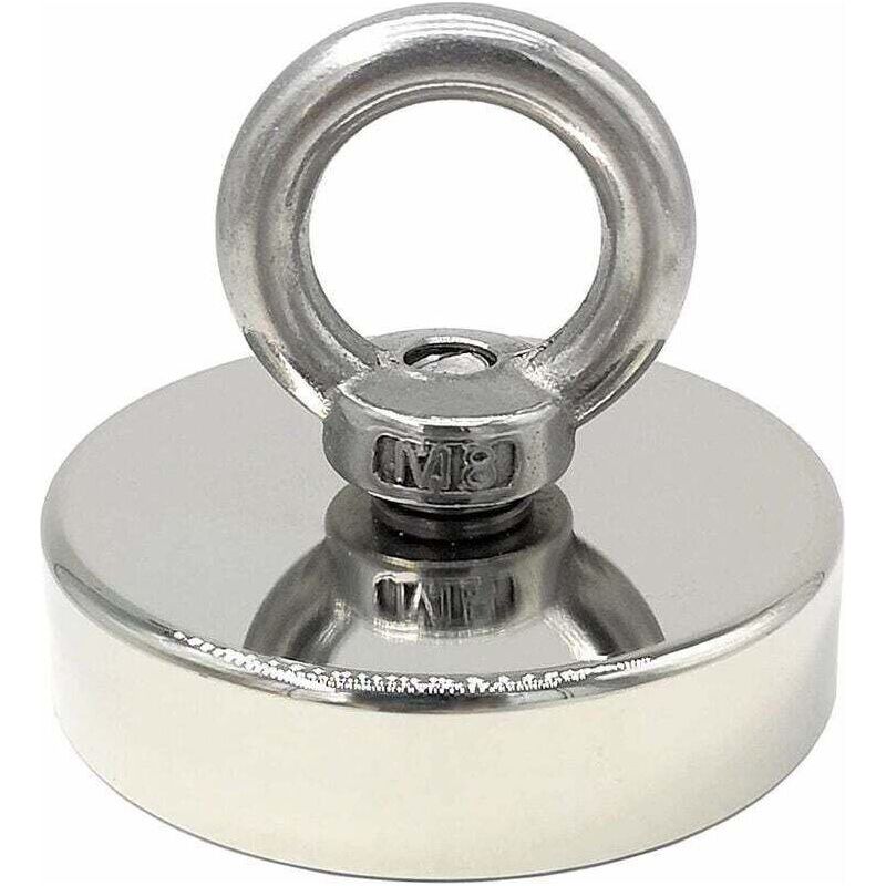 Neodym-magnet 140 Kg Zugkraft, Durchmesser 60 Mm, Starke Magnete Mit Hebeösen Für Industrie Und Wissenschaft, Magnetfischen.