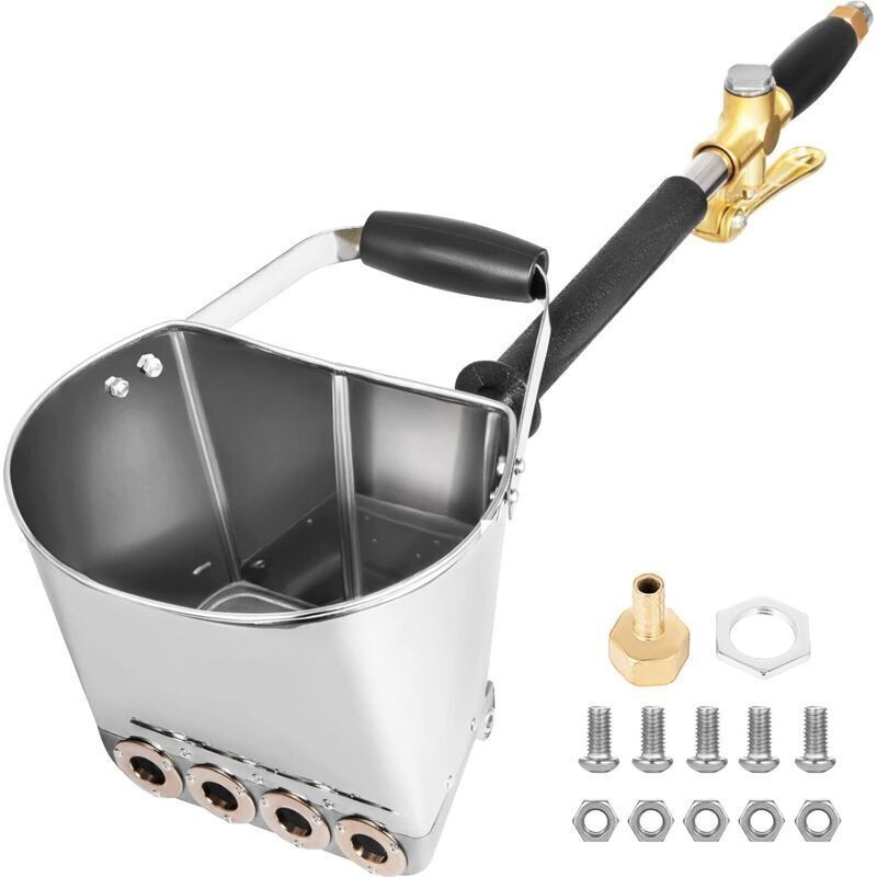 Zementputzspritzmaschine, Putzmaschine Mit 4 Düsen, Sandstrahlgerät Für Gips, Beton, Mörtel Und Kalk Zur Wandbemalung, Silber