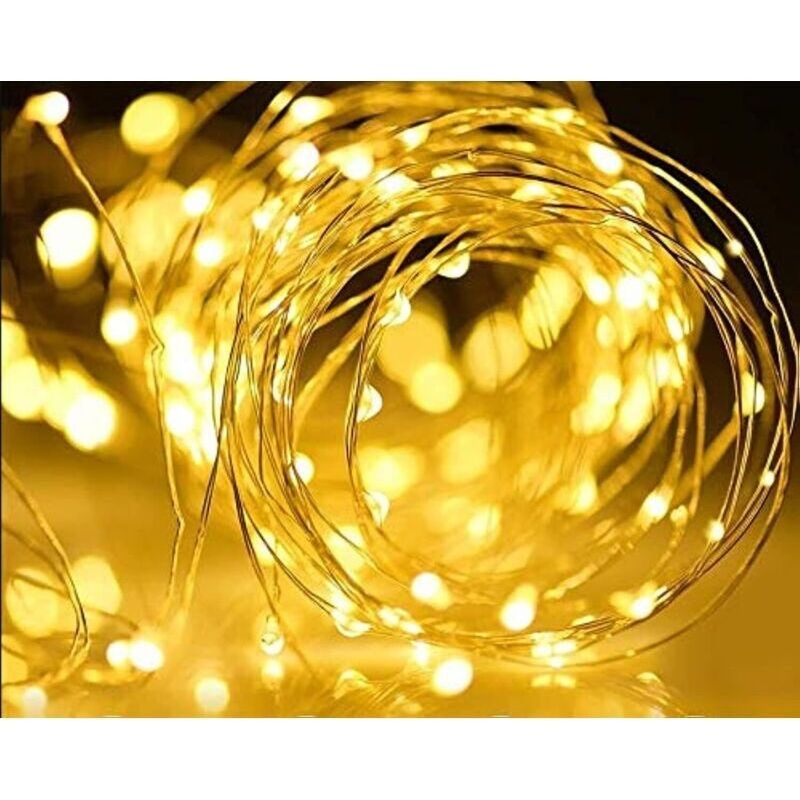 Weitere Weihnachtsdekoration, Wasserdichte Solar-lichterkette Mit 100 Leds Auf Kupferdraht, Märchenhaft Und Sternförmig (warmweiß)
