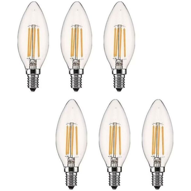 Dimmbare Led-kerzenlampe E14, 4w Warmweiß 2700k, Led-filament Mit Kleiner Schraubfassung, Entspricht 40w, 6er-pack