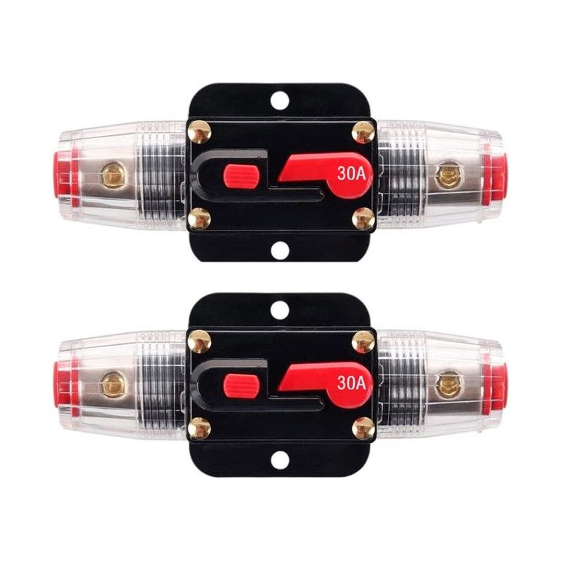 2 Stück Rücksetzbare Sicherungen Für Leistungsschalter, 12v-24v Dc 30a Mit Manueller Rückstellung Zum Schutz Des Audiosystems