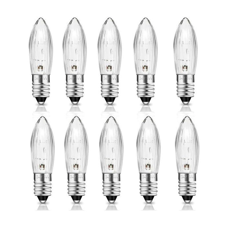 E10 Glühbirne 34v 3w Kerzenform Mit 7 Brennpunkten, Ersatzglühbirnen, 30lm Warmweiß 2700k, 10er-pack