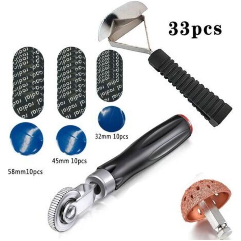 33-teiliges Reifenreparaturset - Reifenreparaturrolle, Reifenflicken, Räder Und Patches Für Autoreifen - 42 Mm