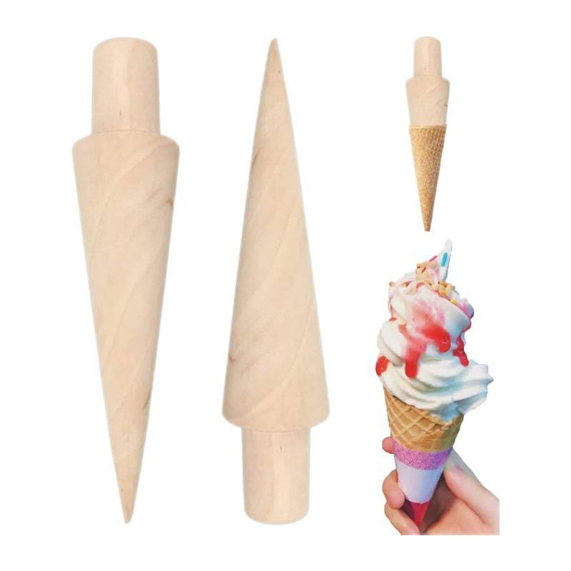 2 Stück Kegel-eiswaffelrollen Aus Holz, Waffeleisen Für Eiscreme-kegeln Zum Basteln, Backen Von Desserts Und Gebäck