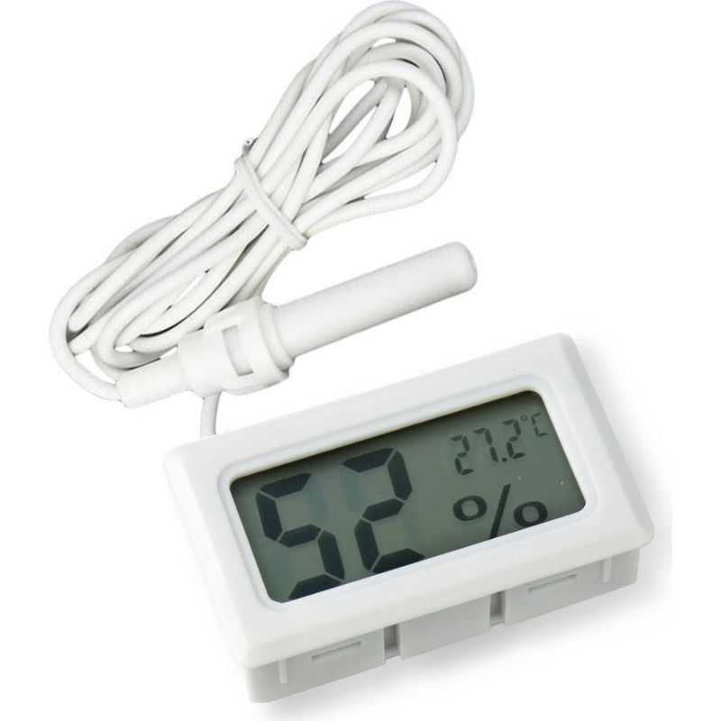 2-in-1 Digitales Lcd-thermometer Und Hygrometer Mit Externem Sensor Für Reptilieninkubator, Aquarium Und Geflügelhaltung - Weiß