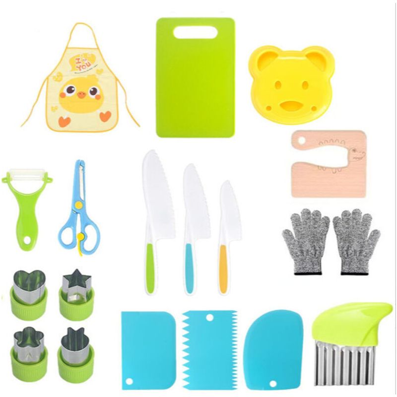 19-teiliges Set Kindermesser – Sicherheitsmesser Aus Edelstahl – Ungiftige Materialien – Für Obst Und Gemüse