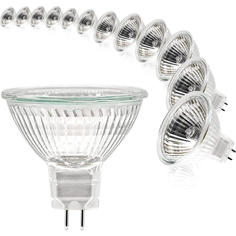 Halogenlampen, Mr16-spotlampe, 12v 20w Lampe, Gu5.3 Mr16-lampe Dimmbar, 2-polige Halogenlampen Warmweiß 2700k, 12er-pack (mr16-20w-12p)