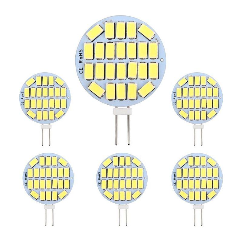 G4 Led Glühbirne 3w, Ac/dc 12-24v, 300lm Kaltweiß 6000k, 24x5730 Smd, Nicht Dimmbar, Runde G4 Led Einbauleuchte, 6 Stück
