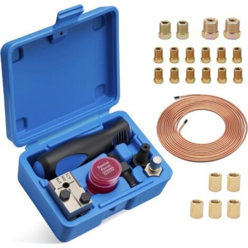 Doppeltes Crimpwerkzeug Für Din-bremsleitungen, 4,75 Mm (3/16"), Crimpwerkzeug-set Für Bremsleitungen, 7,62 M Bremsleitung Ø 4,75 Mm Mit 16 Anschlüssen + 5 Verbindern