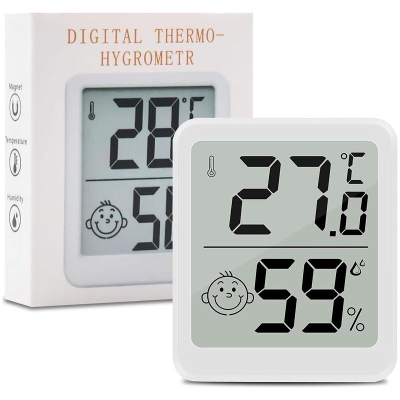 Lot Innenthermometer Für Zuhause, Lcd-mini-digitalthermometer Mit Hygrometer, Präzise Wandmessung Für Babyzimmer, Pflanzenzucht Und Weinkeller, Weiß (1)