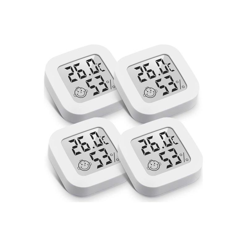 Mini Digitaler Innenthermometer Und Hygrometer Mit Hoher Präzision (4,3 Cm X 4,3 Cm, Weiß, 4 Stück)