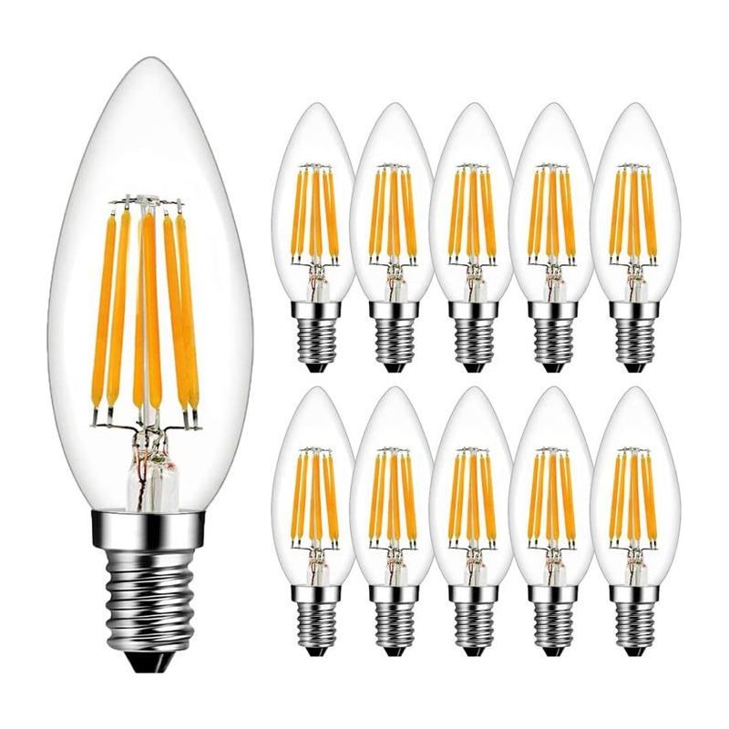 Led-glühfaden-birnen E14 Warmweiß 2700k 600lm Led-lampe Nicht Dimmbar 10er-pack [energieeffizienzklasse A++]