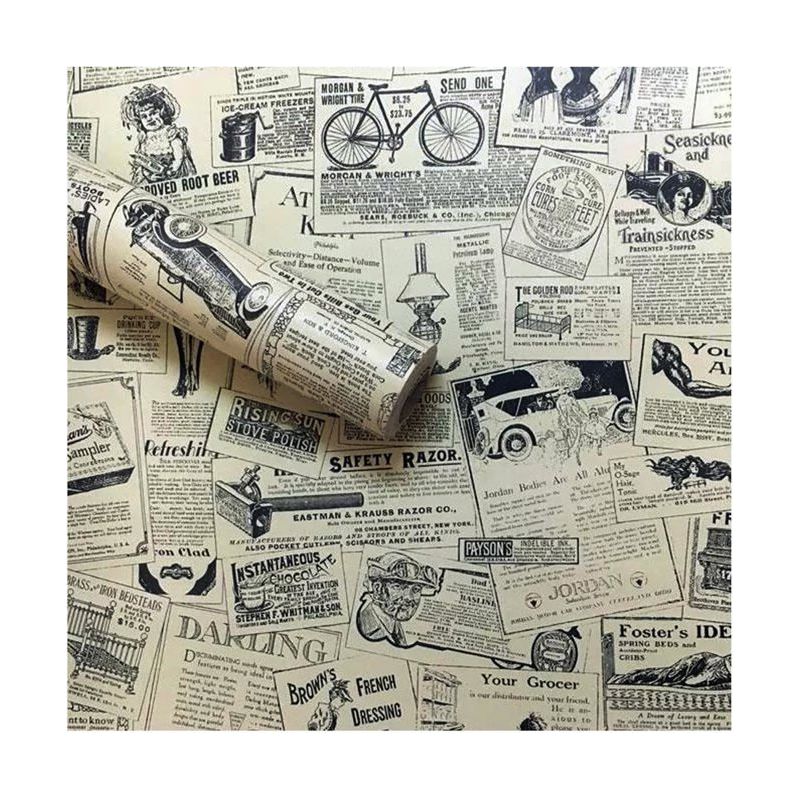 Selbstklebende Vinyltapete Mit Zeitungsmuster 45 X 300 Cm – Selbsthaftend, Abnehmbar, Wasserdicht