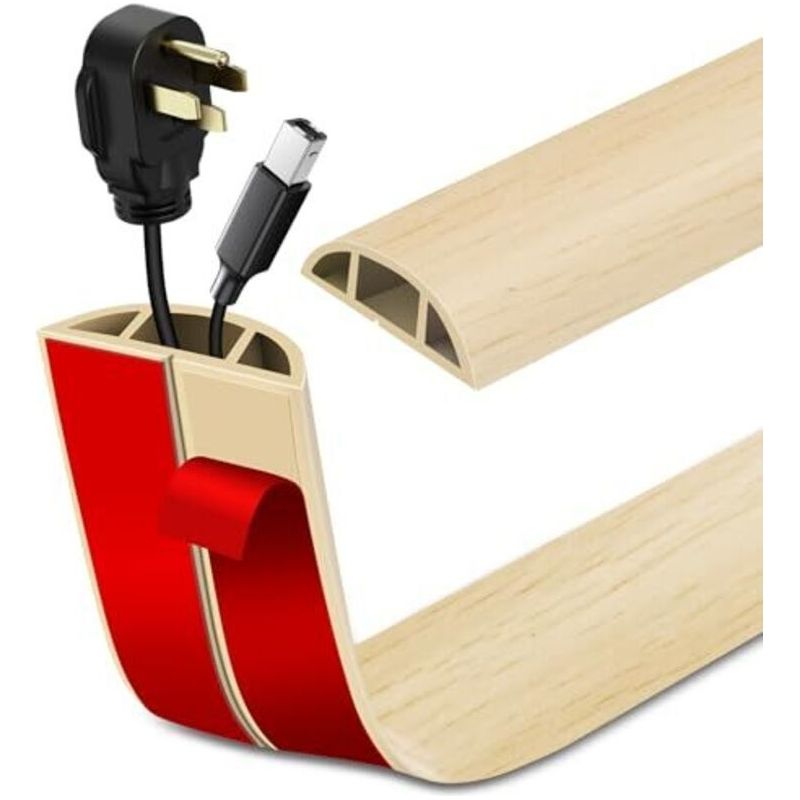 Klebekabelkanal, Bodenkabelkanal, Pvc-kabelabdeckung (6 M × 2 Cm, Beige Holzoptik)